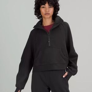 Women's Black Lululemon Scuba Funnel Neck Half Zip, Size M/L